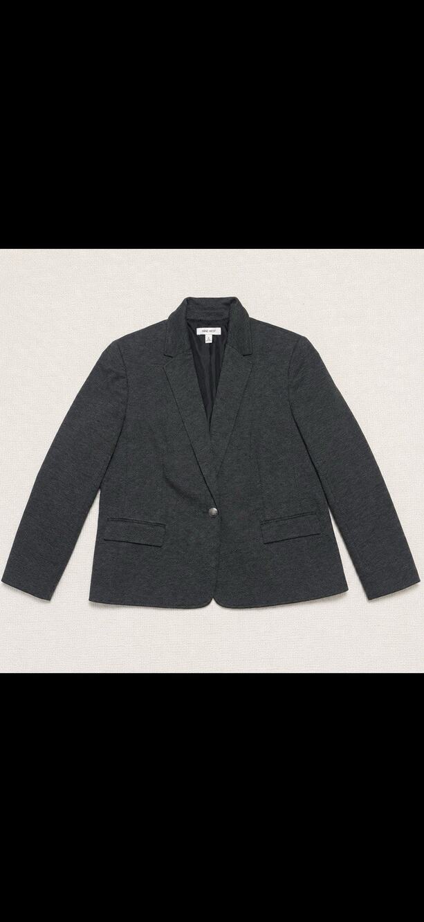 Nine West Women's Gray Button Front Lined Blazer Jacket w/ Pockets XL